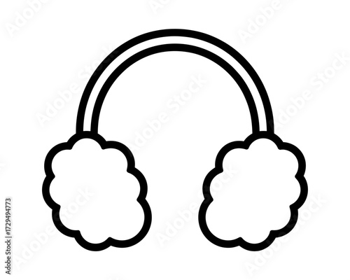 Earmuffs outline isolated on white background, winter fashion accessory for cold weather.