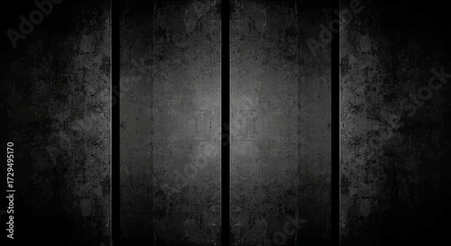 Dark Industrial Metal Grungy Textured Panels Abstract Background with Subtle Vignette Effect and Vertical Lines for Graphic Design and Digital Art Purposes