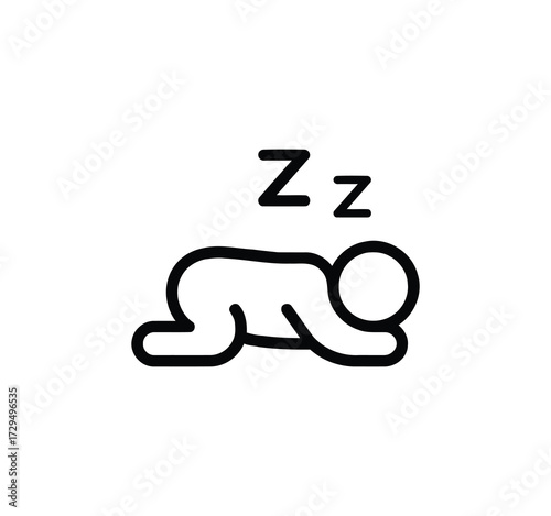 Sleeping Icon Set. Simple Line Icons with Comfort, Comfortable Sleep, Pillow, Bed, and Bedtime. A Selection of Vector Illustrations for Sleep and Rest.
