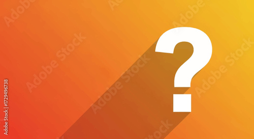 A Large White Question Mark Casts a Long Shadow on an Orange and Yellow Gradient Background Abstract Design