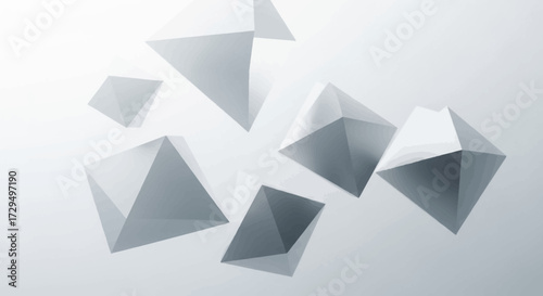 Abstract Geometric Shapes Floating In Space With A Clean And Modern Aesthetic Creating A Sense Of Futuristic Design And Architectural Elements