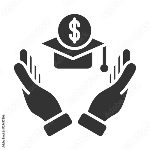 Scholarship Icon Glyph Style. Vector Illustration Design