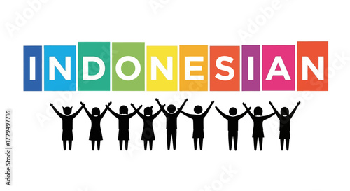 Celebrating Diversity and Unity Within the Indonesian Community with Joyful People Raising Their Hands in a Colorful Display of Solidarity