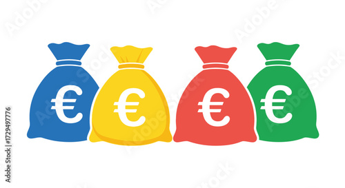 Creative Representation of Multiple Money Bags Filled With Euro Currency Symbols For Financial Growth and Investment Opportunities