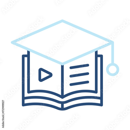 Elearning Icon Color Outline Style. Vector Illustration Design