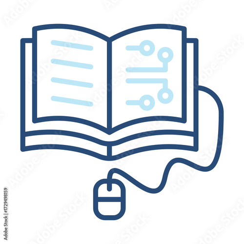 Digital Book Icon Color Outline Style. Vector Illustration Design