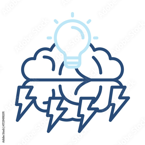 Brainstorm Icon Color Outline Style. Vector Illustration Design