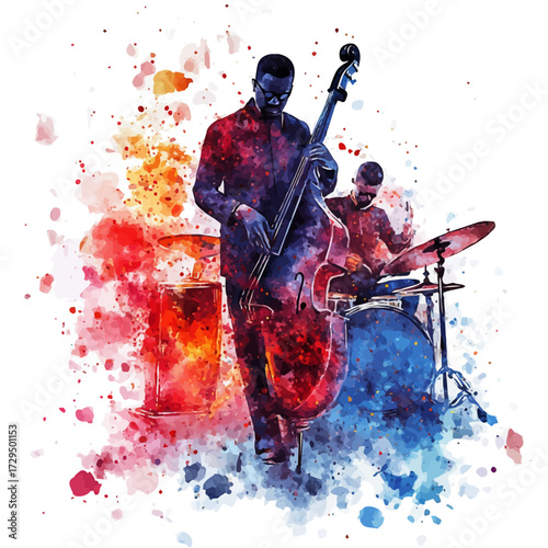 watercolor of Scottish Live Jazz, vector, isolated on a white background.