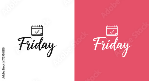 Friday calendar event check mark calligraphy typography illustration design graphic