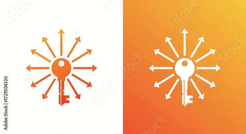 Unlocking New Opportunities and Pathways with a Central Key Symbol Radiating Outward Arrows of Growth and Expansion