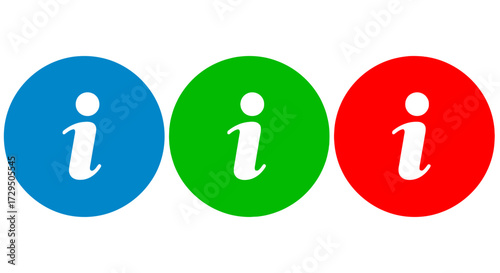 Three Illuminated Circles With The Letter i In White On A White Background Representing Information Or Data