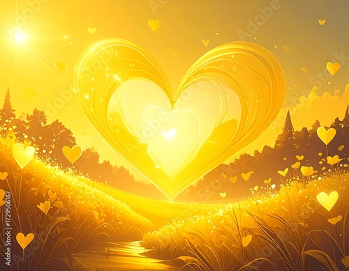 Golden heart in a golden landscape