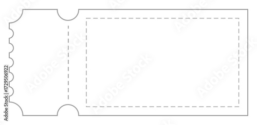 Blank ticket template isolated on white background for events and promotions