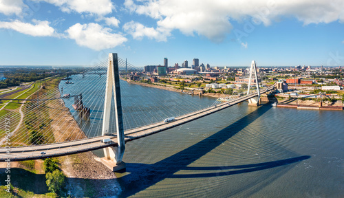 Wallpaper Mural Aerial panorama of St Louis, Missouri skyline and the Stan Musial Memorial Bridge. St. Louis is an independent city in the U.S. state of Missouri. Torontodigital.ca