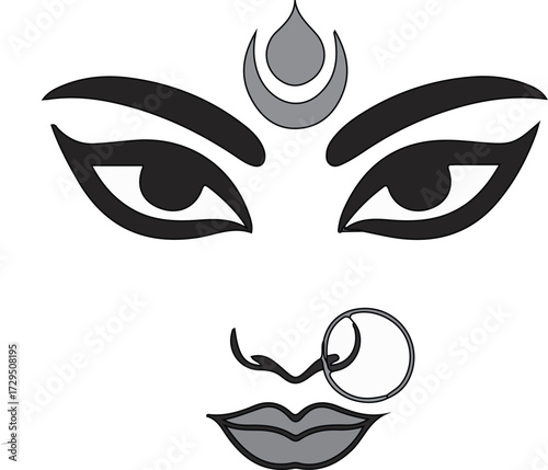 Divine Female Eyes Illustration on White Background