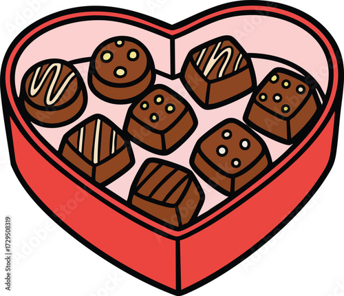 Sweet chocolate candy snack box, isolated vector illustration