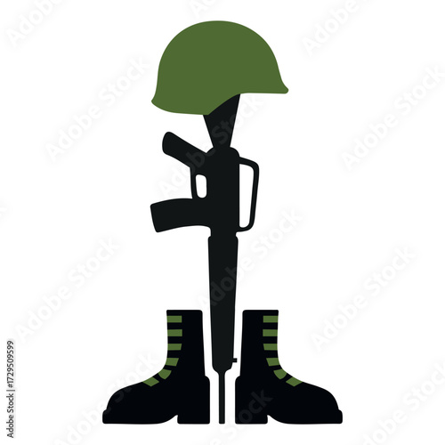 Battlefield Cross Military Memorial - Fallen Soldier Tribute Design
