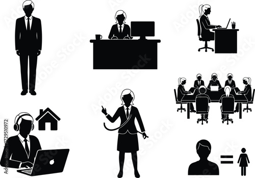 Nonbinary Professional Icons Collection, Inclusive Business and Workplace Diversity Symbols
