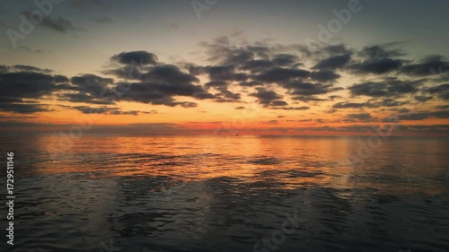 Colorful sunrise at La Llana beach in San Pedro del Pinatar, Murcia Region, Spain