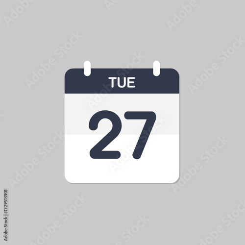 Minimalist Calendar Icon Showing Date and Day