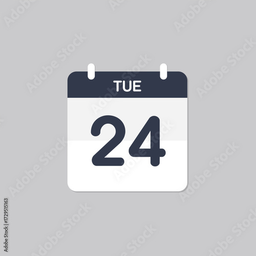 Minimalist calendar icon showing Tuesday date 24