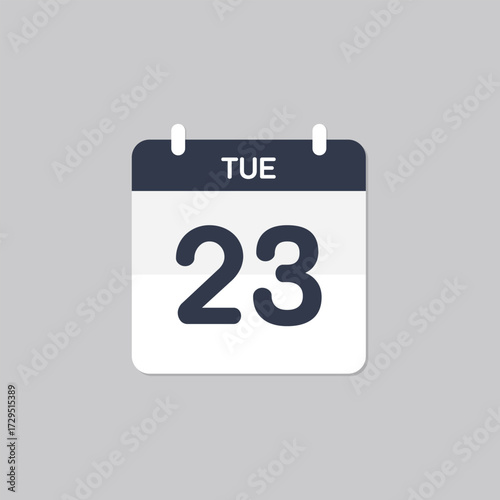 Flat Design Calendar Icon with Date Twenty-Three