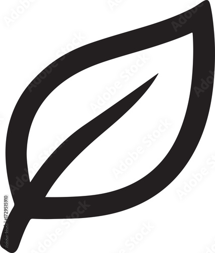 Simple black leaf icon, nature symbol