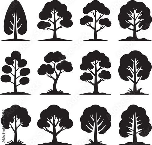 Silhouette Trees Collection Vector
