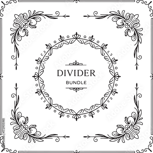 Calligraphic divider bundle with ornate corners