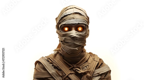 Supernatural Horror Character Illustration with Orange Eyes