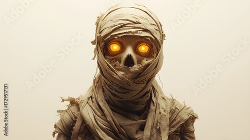 Supernatural Horror Character Illustration with Orange Eyes