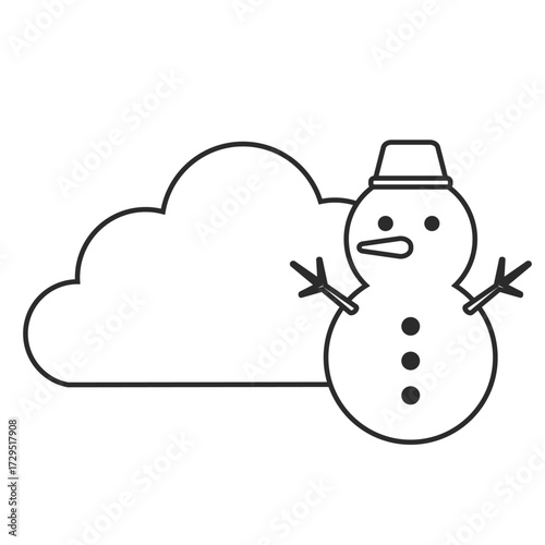 雪、冬、雪だるま天気のイラスト