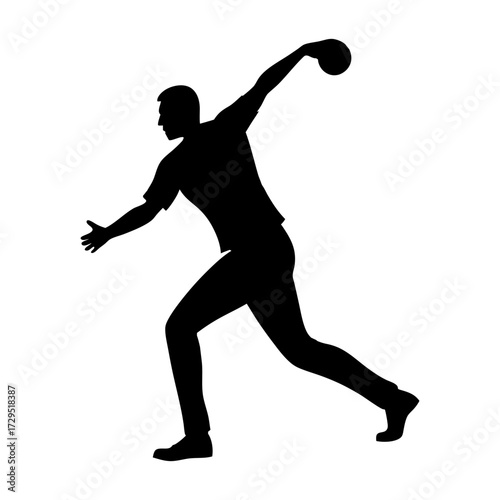 silhouette of a man cricket bowler mid action throwing ball  clean black silhouette