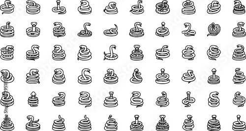 Set of Snake Vector Icons
