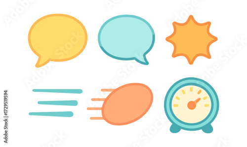 Simple flat style communication and speed elements with timer