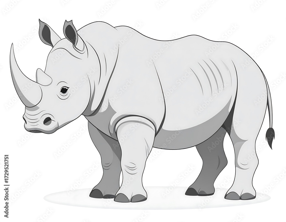 Fototapeta premium Gray rhinoceros illustration