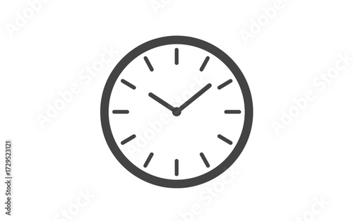 A simple, minimalist analog clock face with black hour and minute hands against a white background.