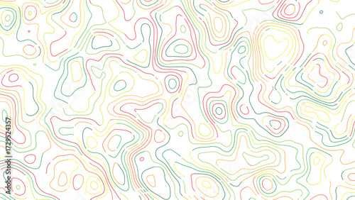 Pastel colorful contour line abstract seamless topographic map pattern wavy gradient terrain design elevation texture geographic illustration background