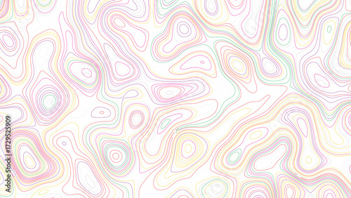 Soft pastel abstract topographic line pattern, useful for fashion design, fabric printing, kids’ stationery, creative wallpapers and modern poster templates