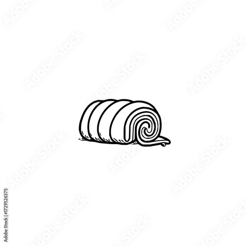 Illustration of a rolled up sleeping bag or mat with visible spiral end and simple outline style