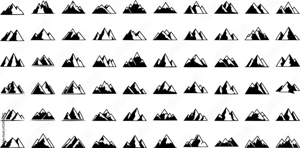 Naklejka premium Set of Mountain Vector Icons