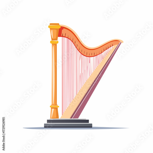 Une magnifique harpe, instrument de musique, isolé sur fond blanc
