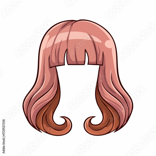 Perruque de femme, chevelure longue, fond blanc