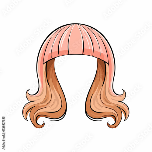 Perruque de femme, chevelure longue, fond blanc