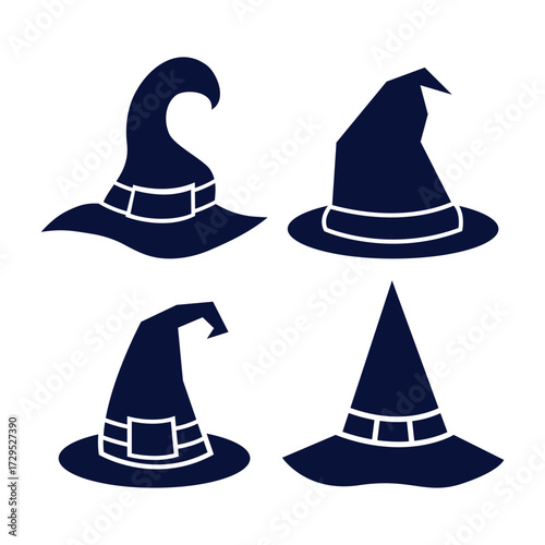 Witch Hat Icon Set Vector Design.