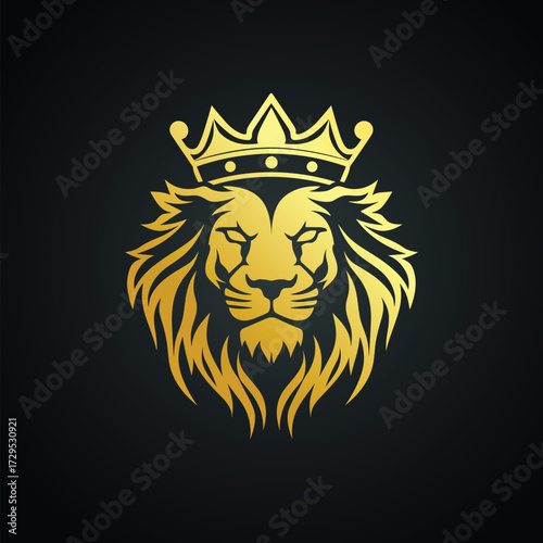 Majestic lion with a regal crown logo design with gradient colors