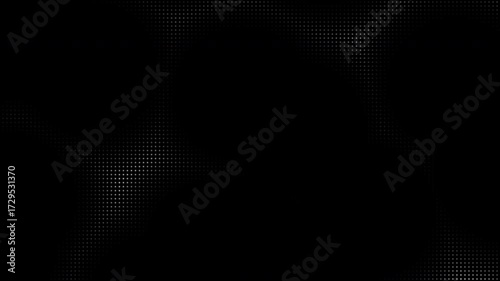 Animated abstract technology dark background random dots and grid 4K. Loop dark halftone background