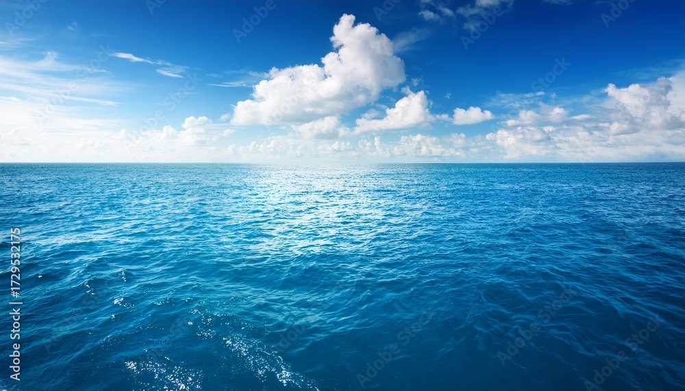 Obraz premium serene ocean horizon stretches to the sky calm water reflecting the light creating a breathtaking vista perfect for travel nature and serenity themes waves aquamarine open water