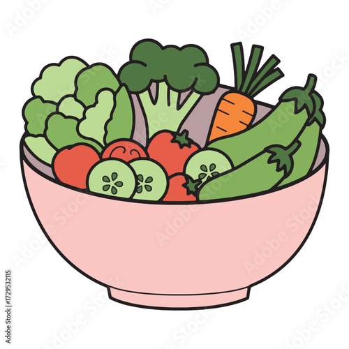 A vibrant and healthy bowl filled with fresh, colorful vegetables, perfect for a nutritious meal or a culinary creation