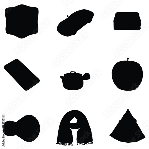 Diverse everyday object silhouettes for creative design projects, instantly enhancing your visual concepts with clean, modern shapes and forms.
